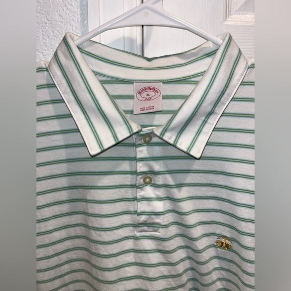 Brooks‎ Brothers Short Sleeve Polo Size XL Green Stripe - Picture 1 of 3